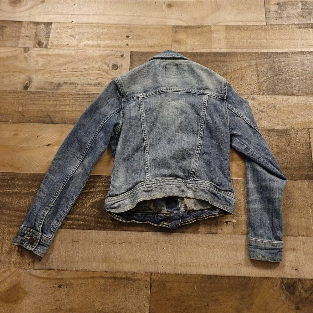 Gap‎ denim jean jacket boys medium blue snap buttons